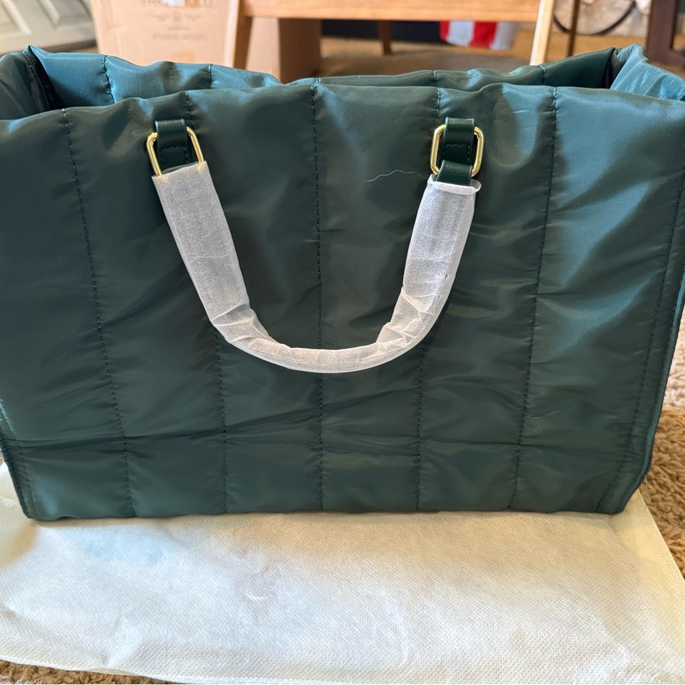 Chic Quilted Green Tote Bag